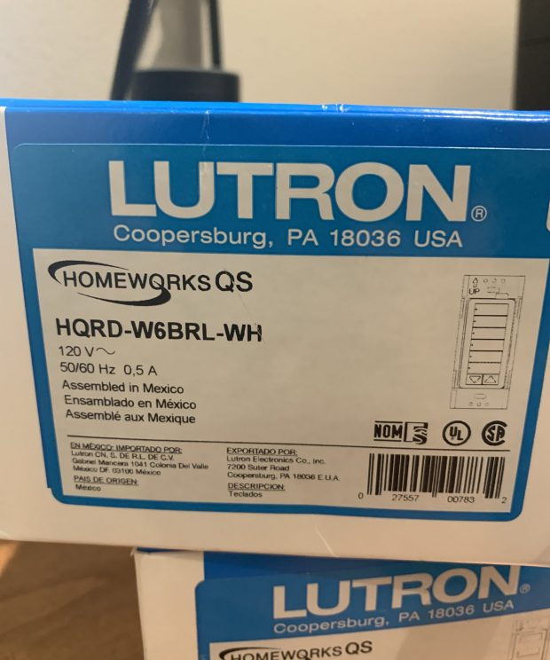 Lutron HomeWorks 6 Button Keypad White