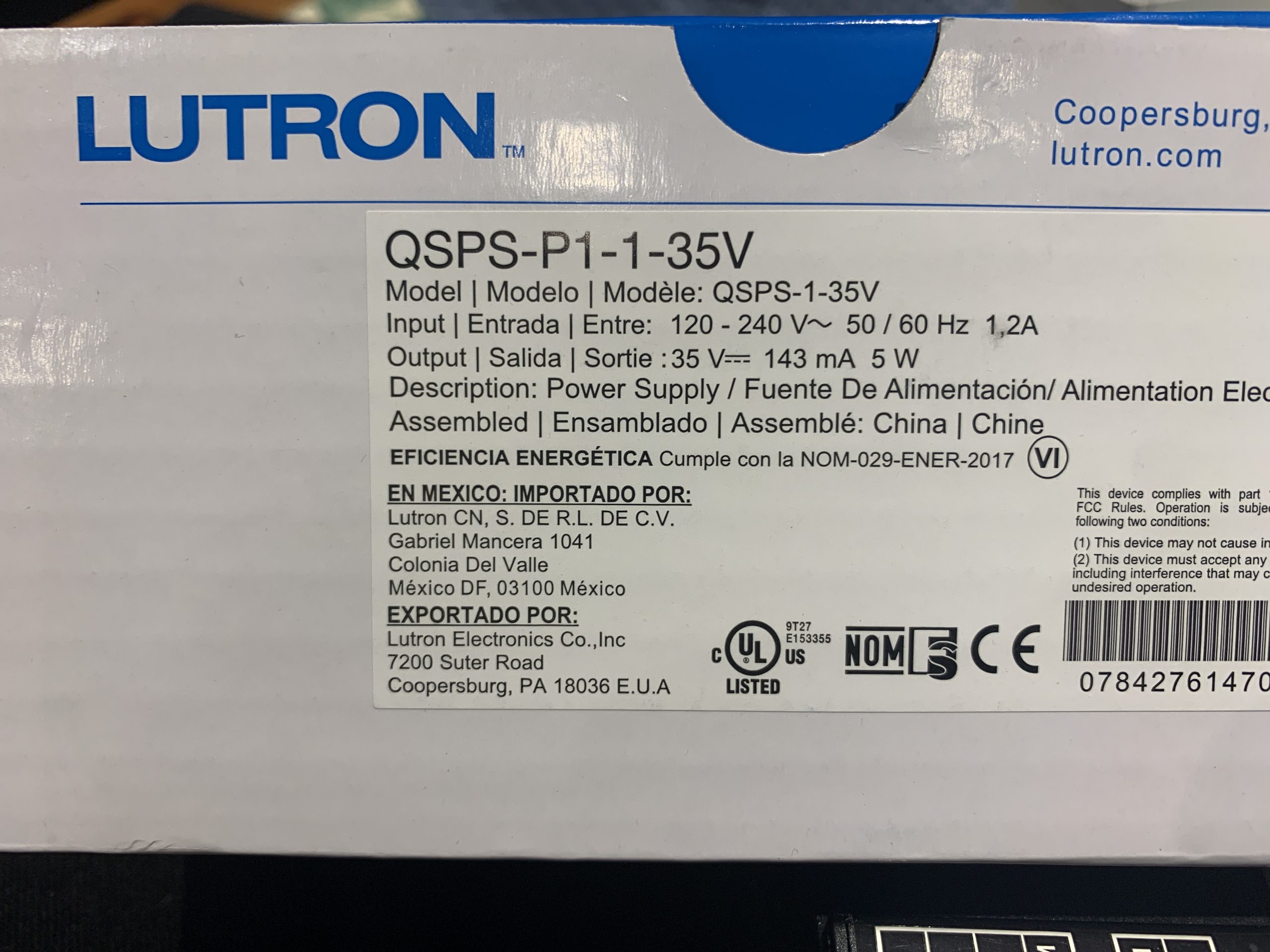 Lutron 35V Power Supply