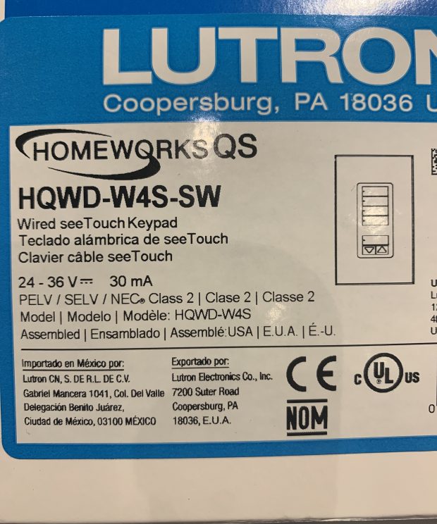 HomeWorks QS Keypad $ Button Snow White