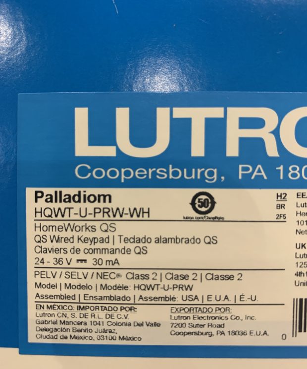 Lutron HomeWorks Palladiom Keypad 3 Button R/L White