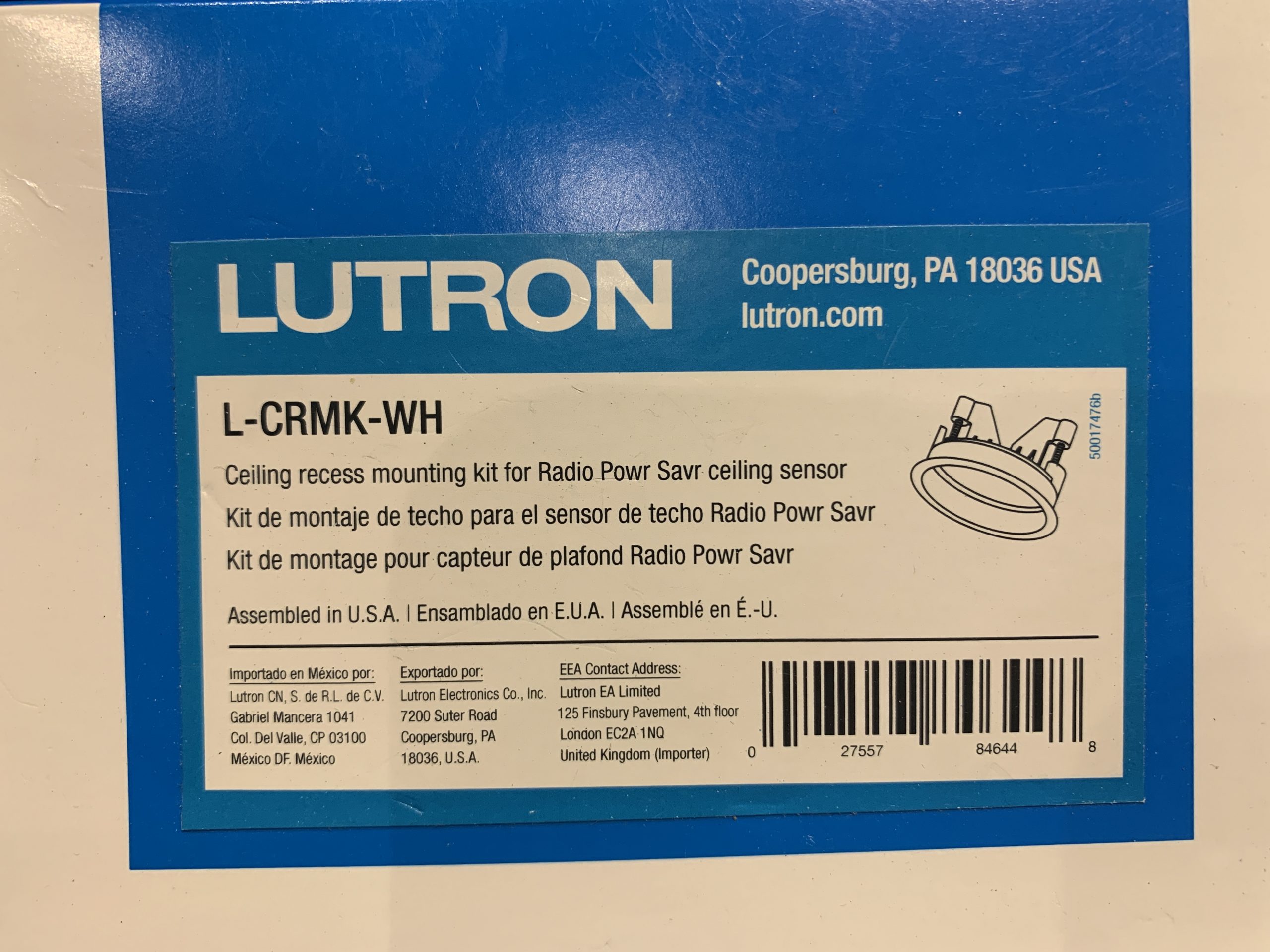 Lutron Sensor Recess Mounting Kit