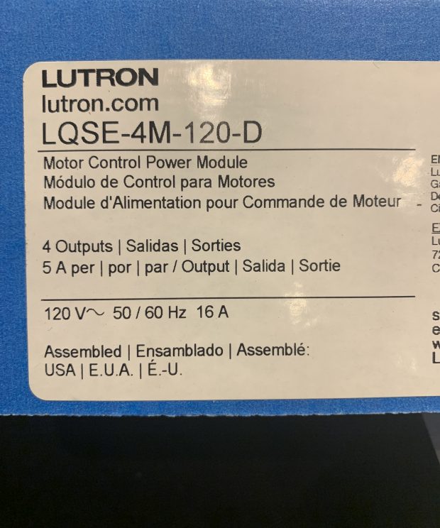 Lutron HomeWorks LQSE-4M Motor Control