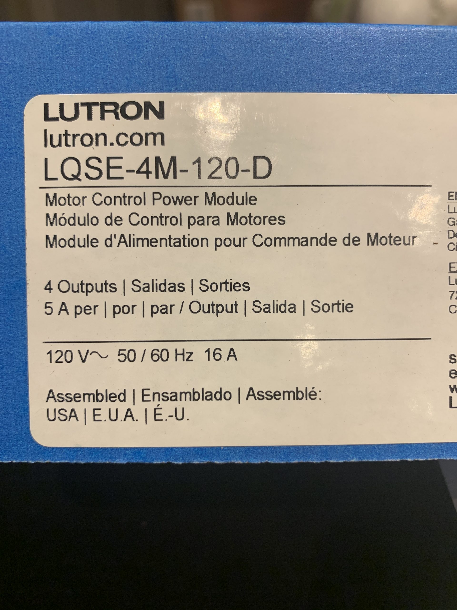 Lutron HomeWorks LQSE-4M Motor Control