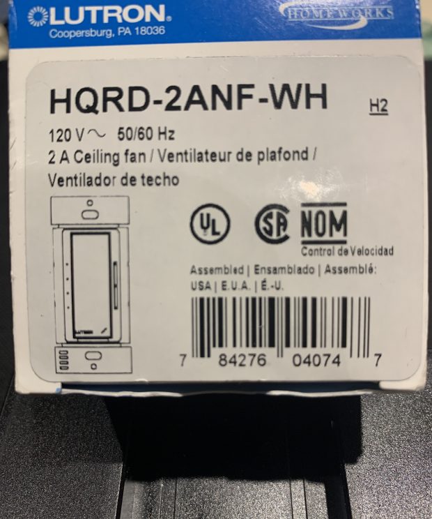 Lutron HomeWorks RF 2 AMP Fan Speed