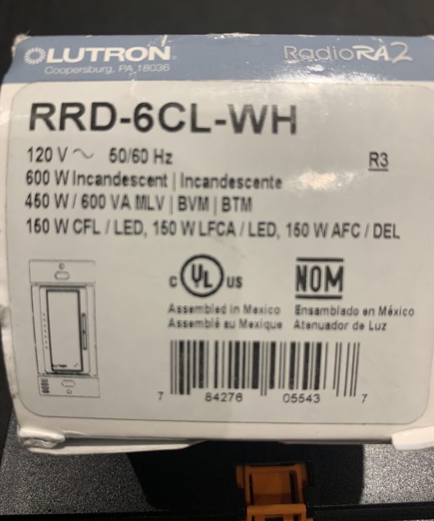 Lutron RadioRA 2 & 3 RRD-6CL-WH