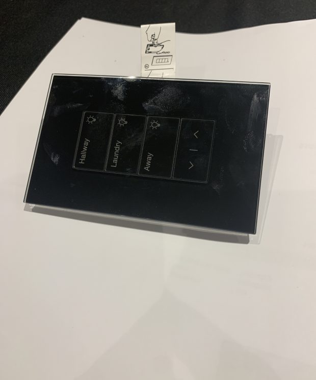 Lutron HomeWorks Black Glass Palladiom Keypad