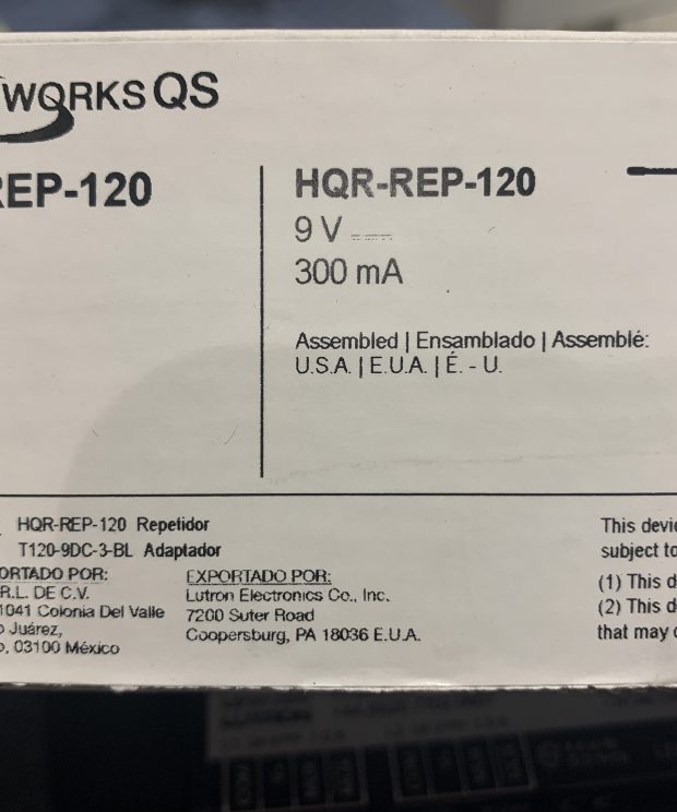 Lutron HomeWorks Hybrid Repeater HQR-REP-120 Original Box