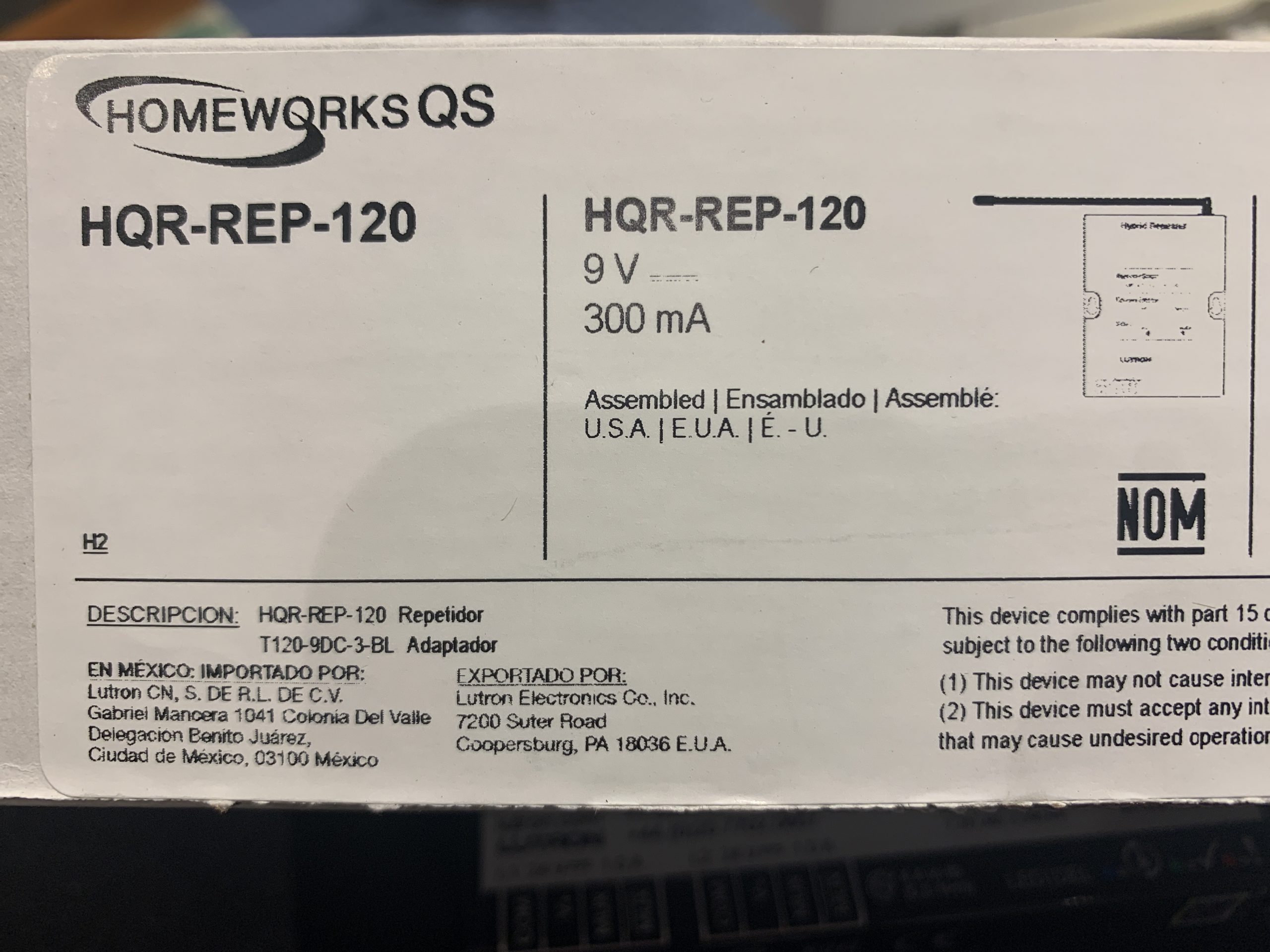 Lutron HomeWorks Hybrid Repeater HQR-REP-120 Original Box