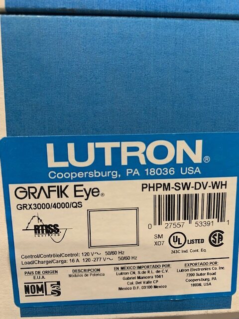 Lutron Power Booster Switch Dual Voltage 120/277 PHPM-SW-DV-WH