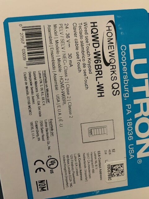 Lutron HomeWorks QS Wired Keypad HQWD-W6BRL-WH