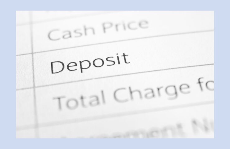 closeup of itemized list, with the term "deposit" in focus