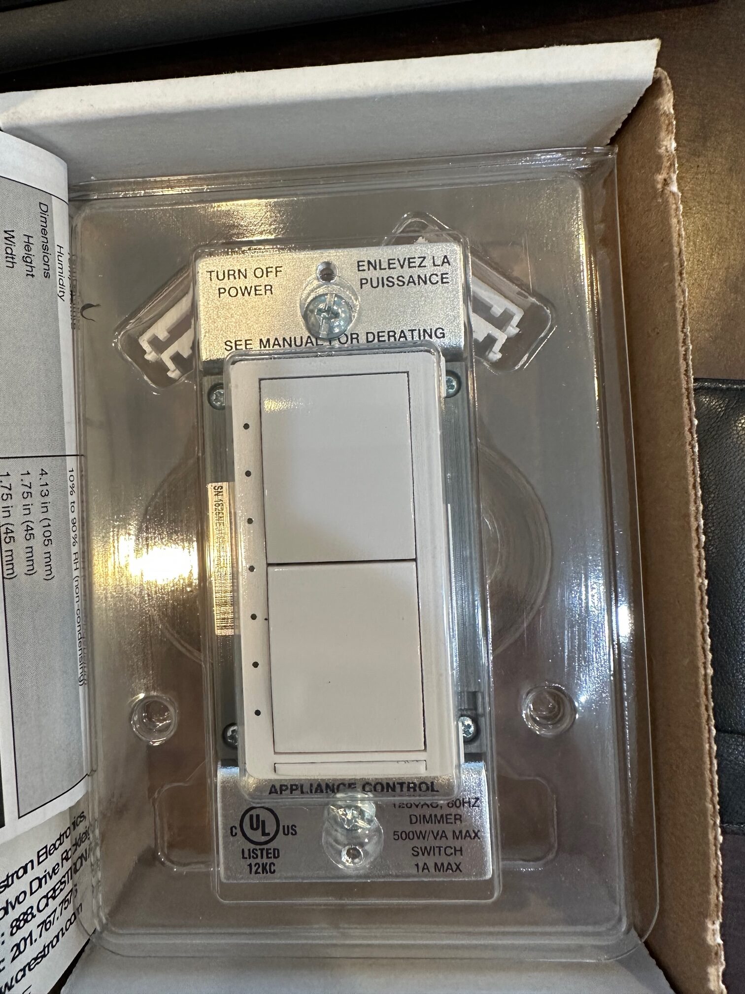 CLW-DIMSWEX-P-W-S - Cameo® Wireless In-Wall Dimmer/Switch Combo, 120V, White Smooth